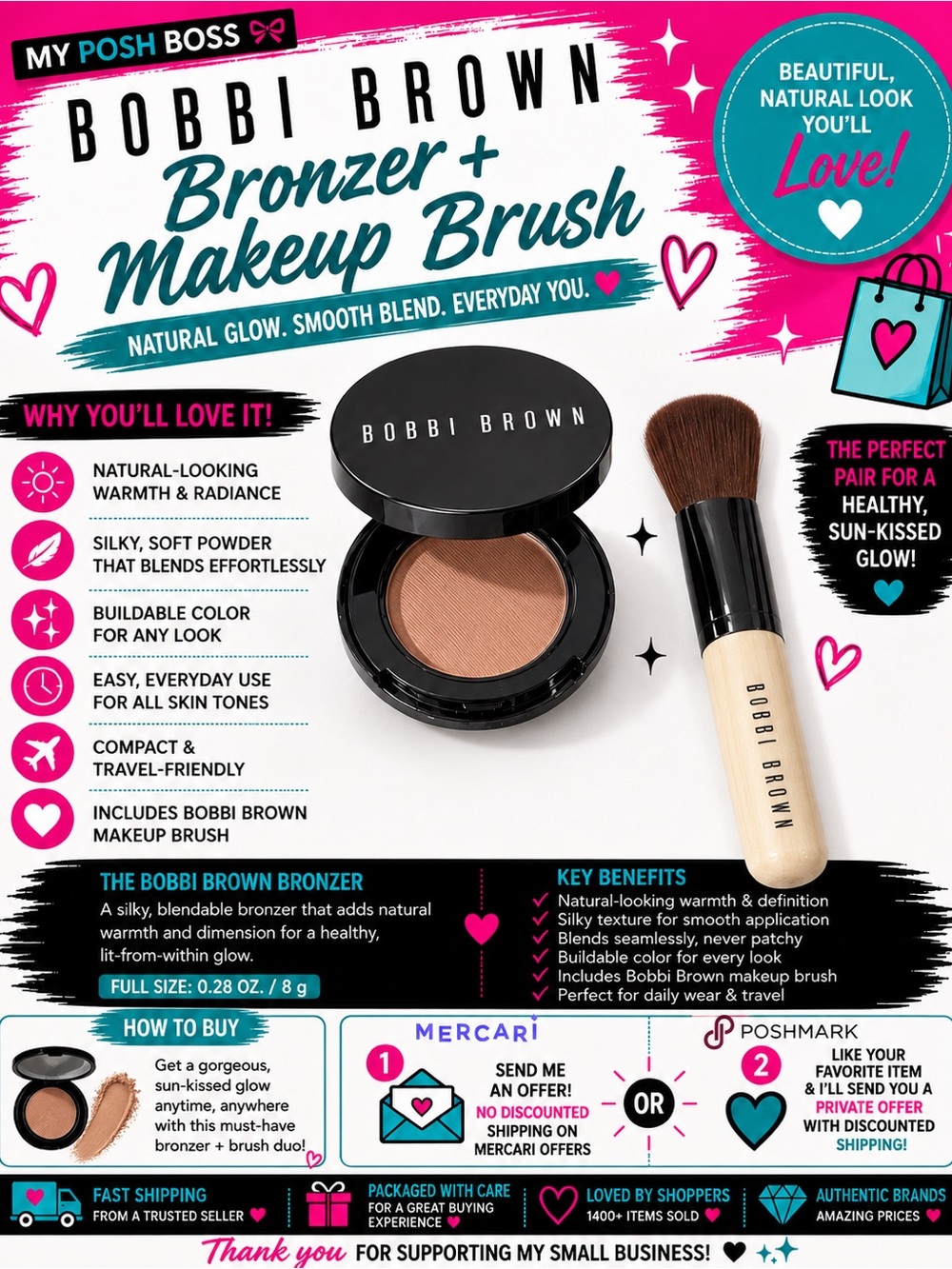 Bobbi Brown Bronzer & Bobbi Brown Full Coverage Face makeup brush